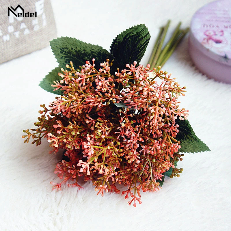 Meldel Wedding Bouquet Artificial Baby's Breath Bridal Flower Green Rice Spike Grass Supply | Свадьбы и торжества
