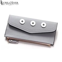 fashion simple style 006 bag 18mm snap button purse pu leather wallet bags charms jewelry for women gift 19cm10cm 1cm