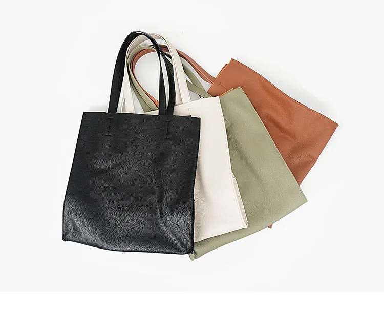 

Casual Women Shoulder Bag Soft Leather Tote Handbag Large Capacity Female Shopping Bag Solid Color Composite Bags Travel Purse