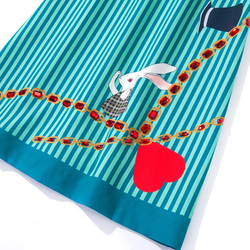 

DIDABOLE Fashion High Quality New Summer Women'S Exquisite Diamonds Stripe Print Patchwork Elegant Fashion Party Vest Dress