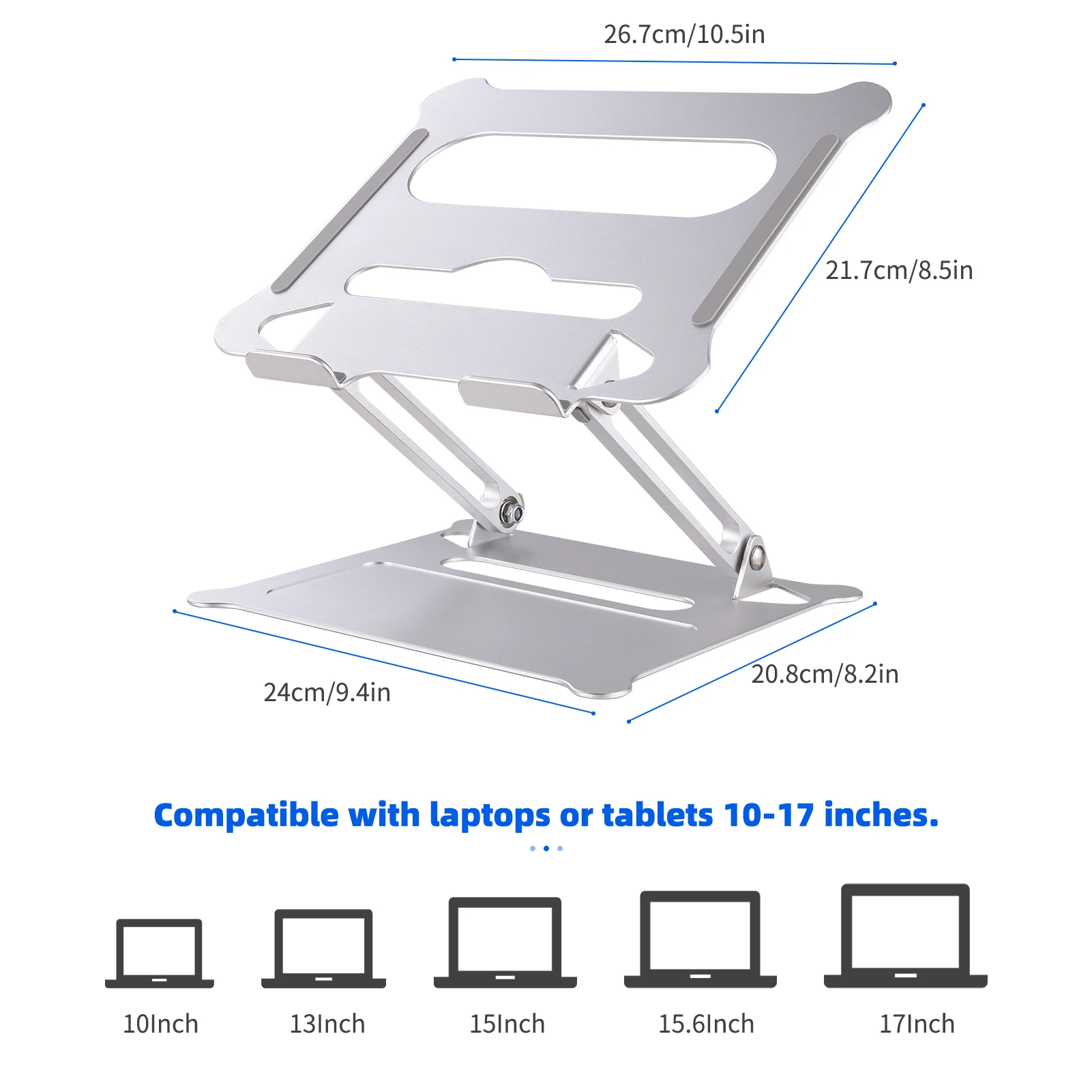 

Portable Laptop Stand Foldable Aluminum Alloy Riser Ergonomic Computer Notebook Holder Desktop Bracket Height Angle Adjustment