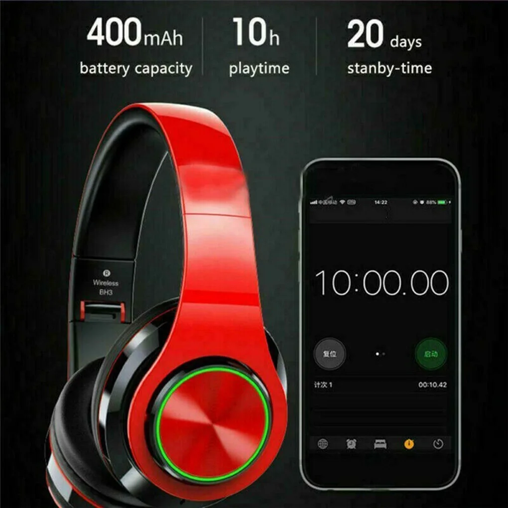 

HIFI Stereo Earphones Bluetooth Headphone Music Headset FM and Support SD Card with Mic for Mobile XiaoMi Iphone Sumsamg Tablet