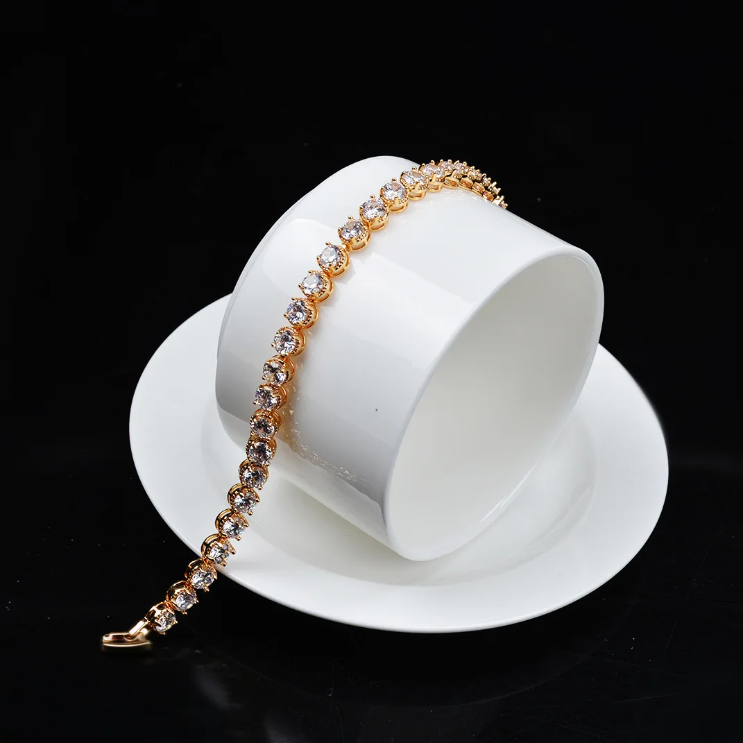 

DIWENFU 14 K Gold Jewelry Bracelet for Women 3AAA Cubic Zircon Pulseira Feminina Silver 925 Jewelry Aros Mujer Oreja Bracelet