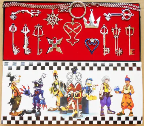 Серебристый Новинка 13 шт./компл. Kingdom Hearts II брелок ожерелье «Лезвие» кулон+ брелок набор оружия - Цвет: Серебристый