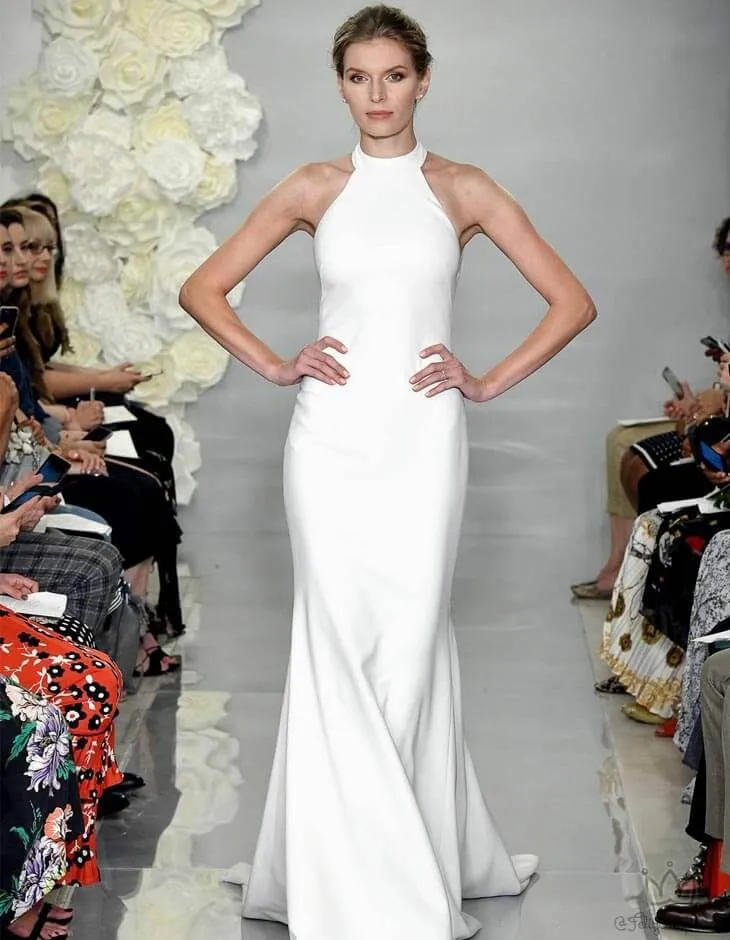 

Женские Длинные Эластичные Свадебные платья с юбкой-годе, сатиновое платье со шлейфом и перекрестной спиной