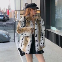 winter woman coat 2020 2021coat faux fur jacket high quality leopard print warm overcoat artificial fur coat plush jacket femme