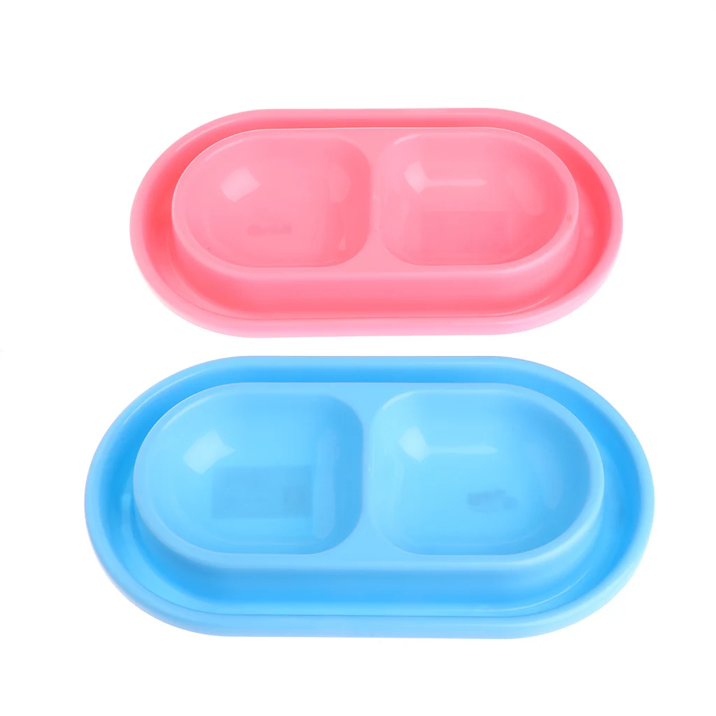 

New Pet Feeding Double Bowls Plastic Anti Ants Food Water Feeder For Dogs Cats Puppy