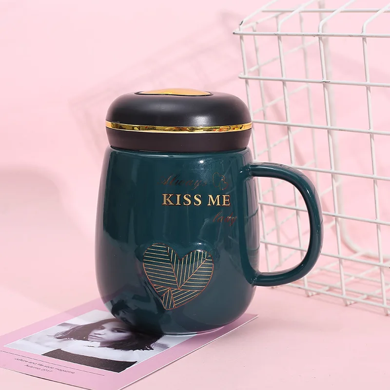 

Кружка в новом стиле, креативная универсальная Студенческая керамическая кружка с крышкой, пара кофейных чашек, кружка, готовая к использов...