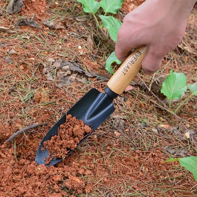 

Carbon Steel Garden Shovel Flower Planting Shovel Garden Wooden Handle Gardening Hand Tools for Roots and Planting