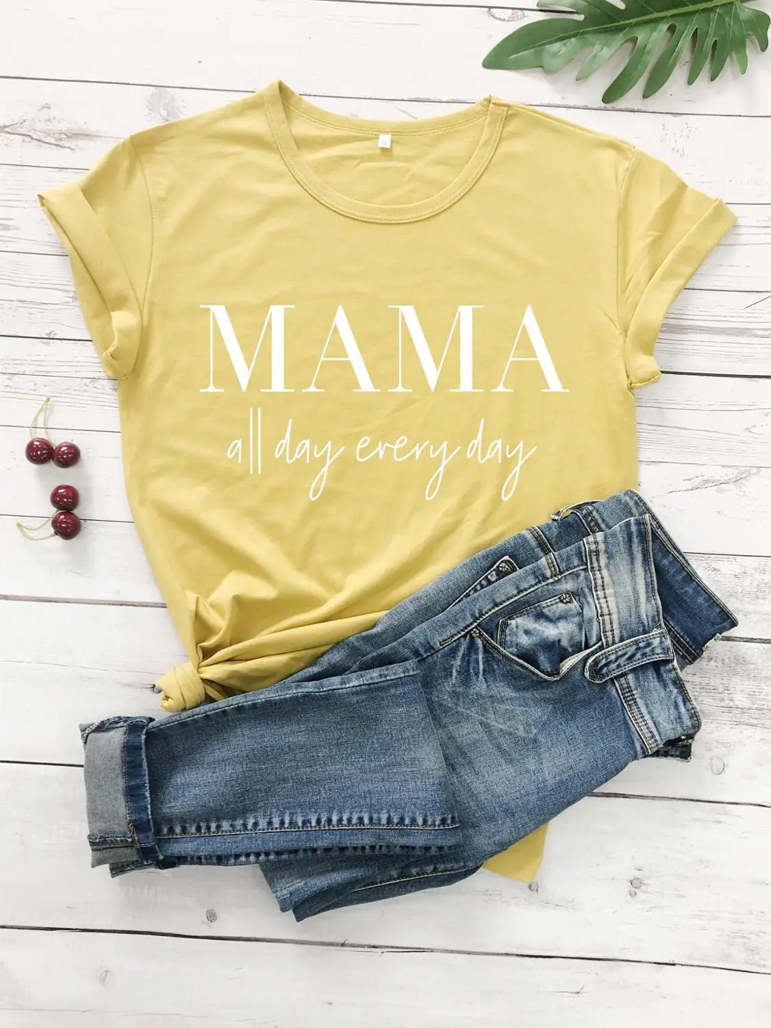 mustard--white text MAMA all day every/футболка Tumblr 90 s, повседневная хипстерская футболка унисекс, стильный топ с короткими рукавами, верхняя одежда с надписью Mama, модная футболка для девочек - Цвет: mustard--white text