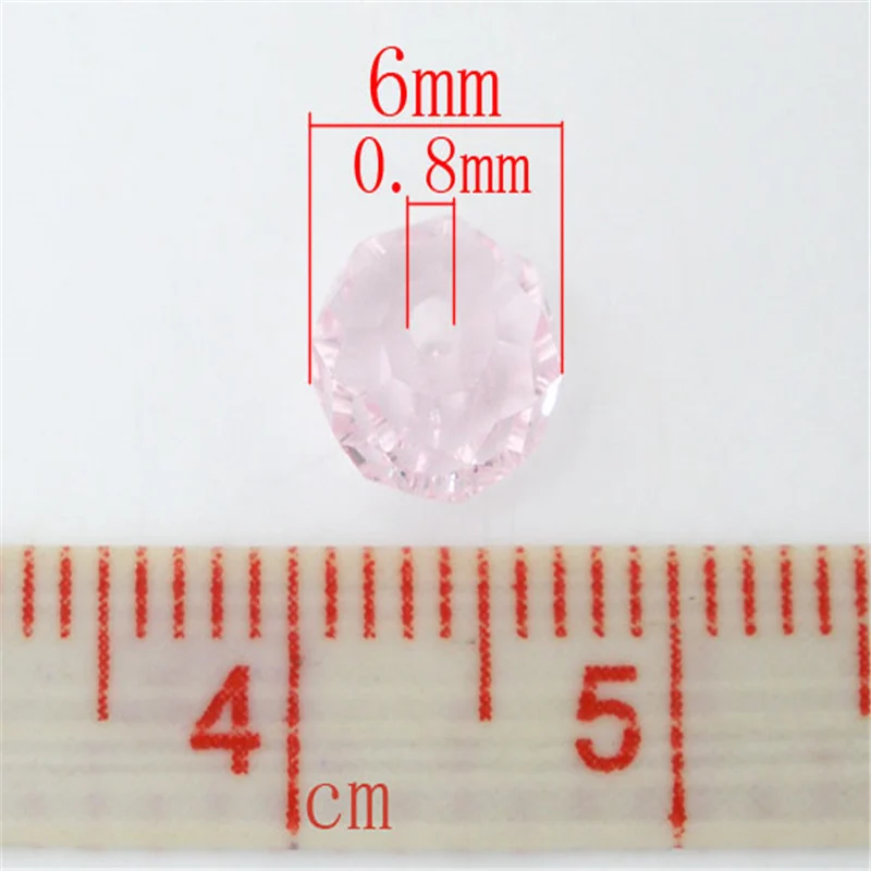 100 шт Doreen Box создан кристалл кварца граненый Rondelle бусины 6 мм. Розовый цвет для DIY