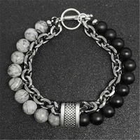 punk bracelet bangles lava stone beaded tiger eye bracelets men women prayer jewelry