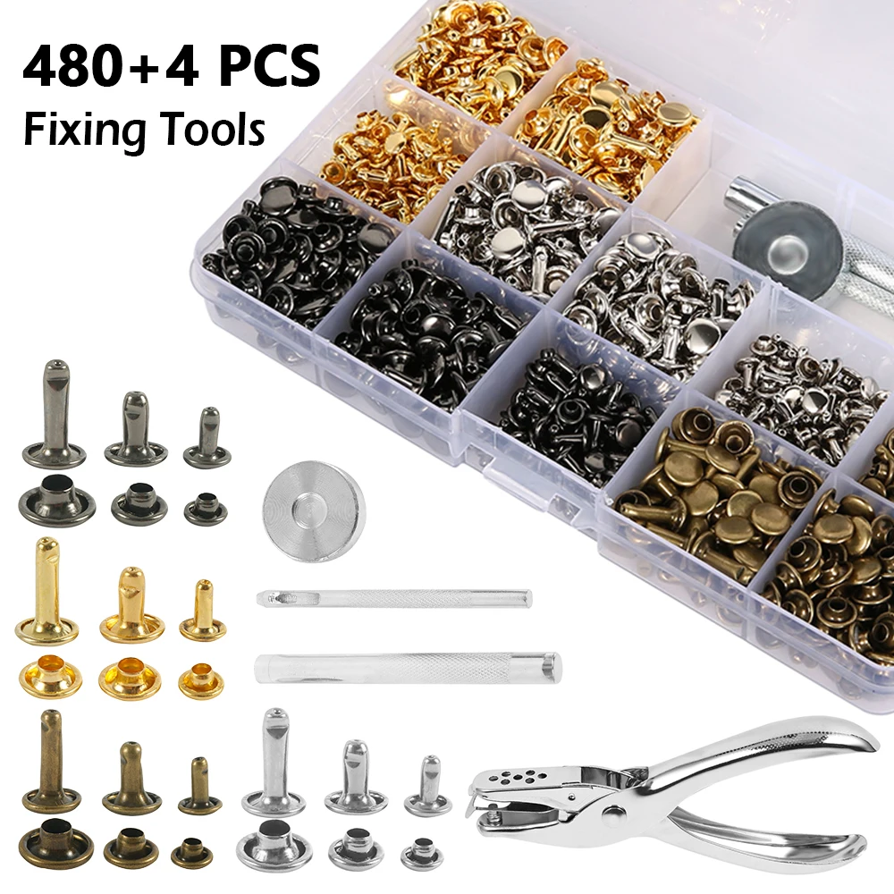 480 шт./компл. многоразмерные кожаные Металлические ремесла Твердые винты для
