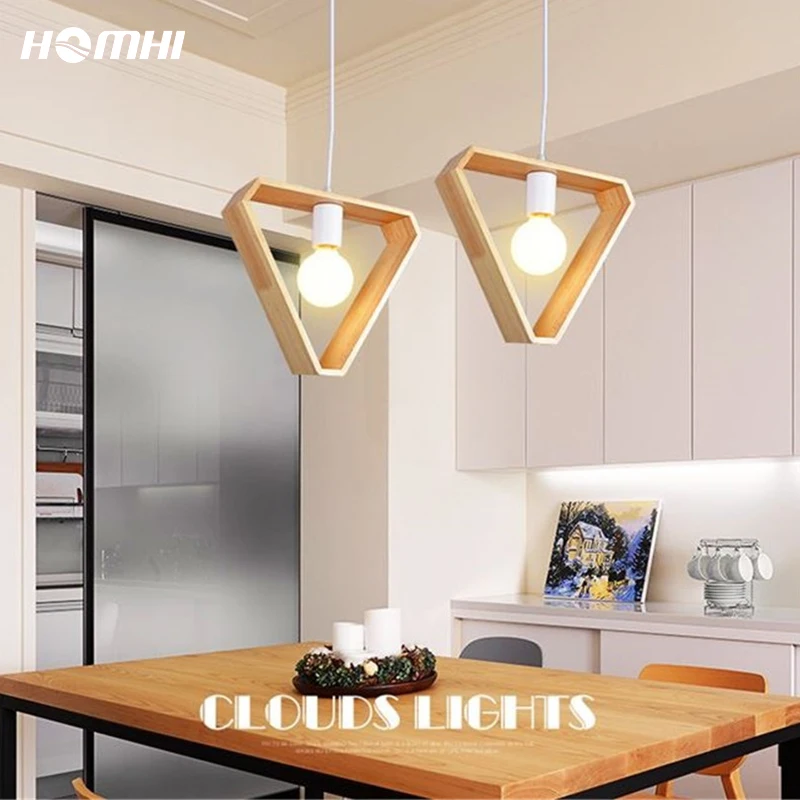 Деревянный подвесной светильник в японском стиле миниатюрный квадратный