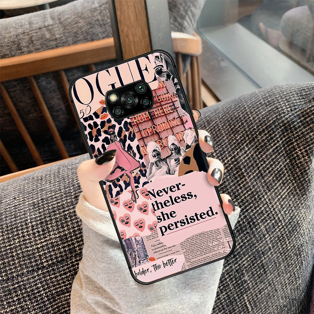 

Vogue Fashion Brand Woman Phone case Cover Hull For Xiaomi Mi A2 A3 8 9 9T Note 10 Se Lite Pro black Cover Trend Shell Pretty