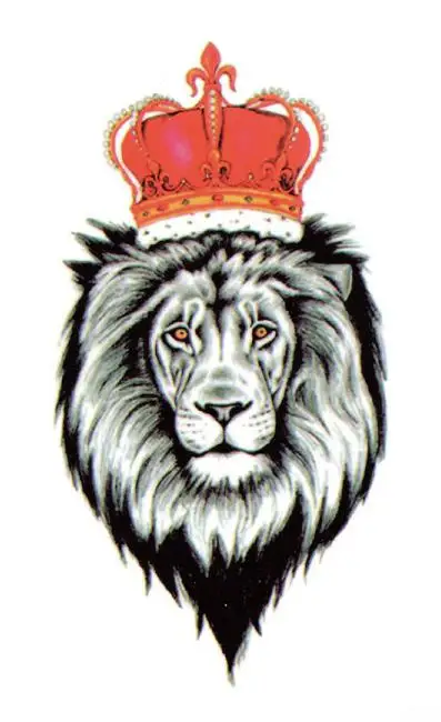 Водостойкая Временная тату наклейка Лев с короной наклейки флэш искусственные