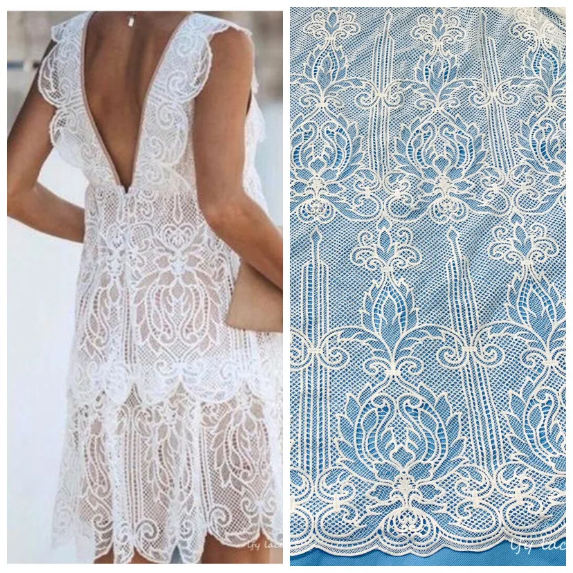 1 ярд 110 см Африканский шнур Мода off white гипюр французская вышивка кружевная ткань для одежды DIY швейная ткань материал ткань
