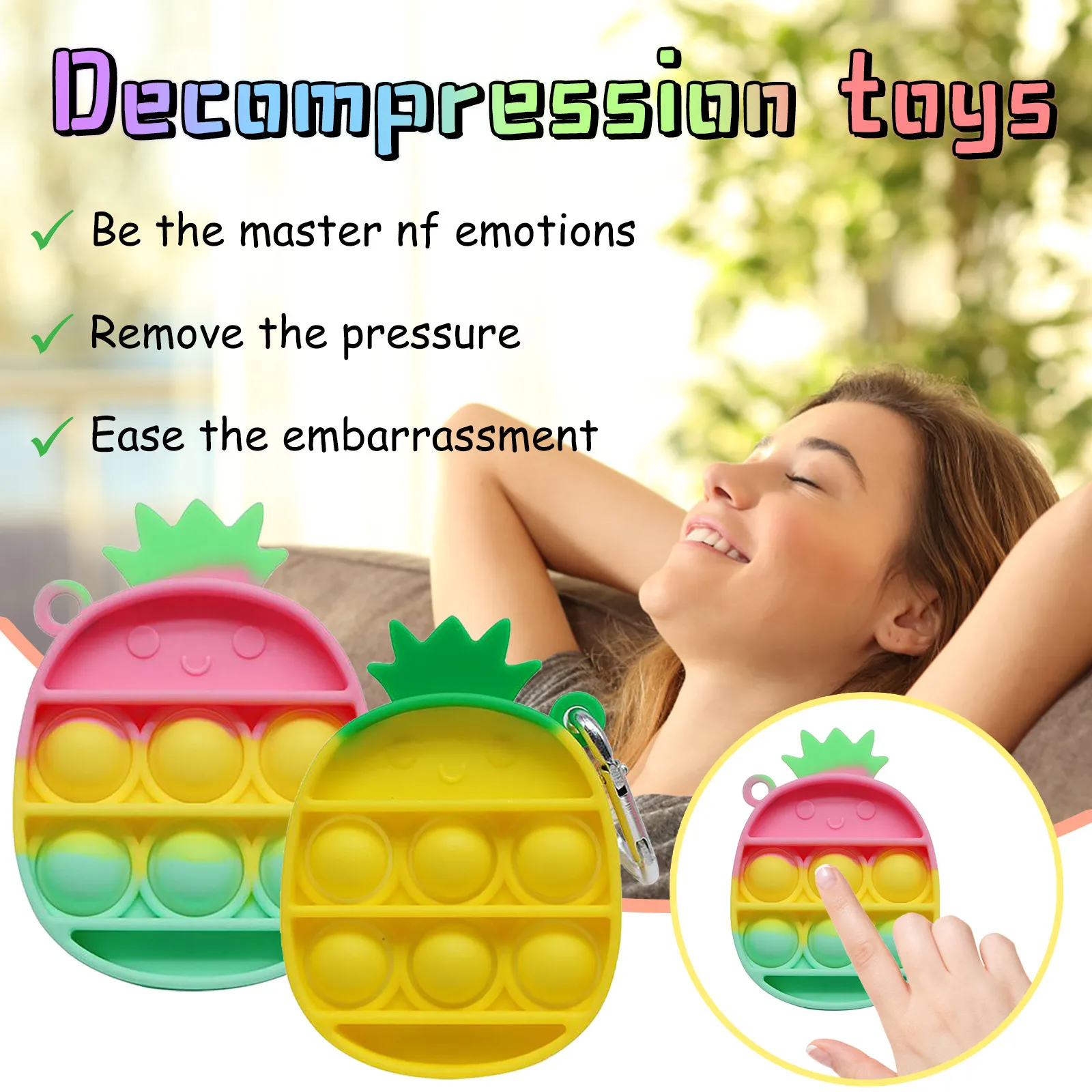 

Mini Pineapple Dimple Decompression Toys Fruit Squeeze Bubble Relieve Anxiety Toy Children's Sensory Touch Education Toy