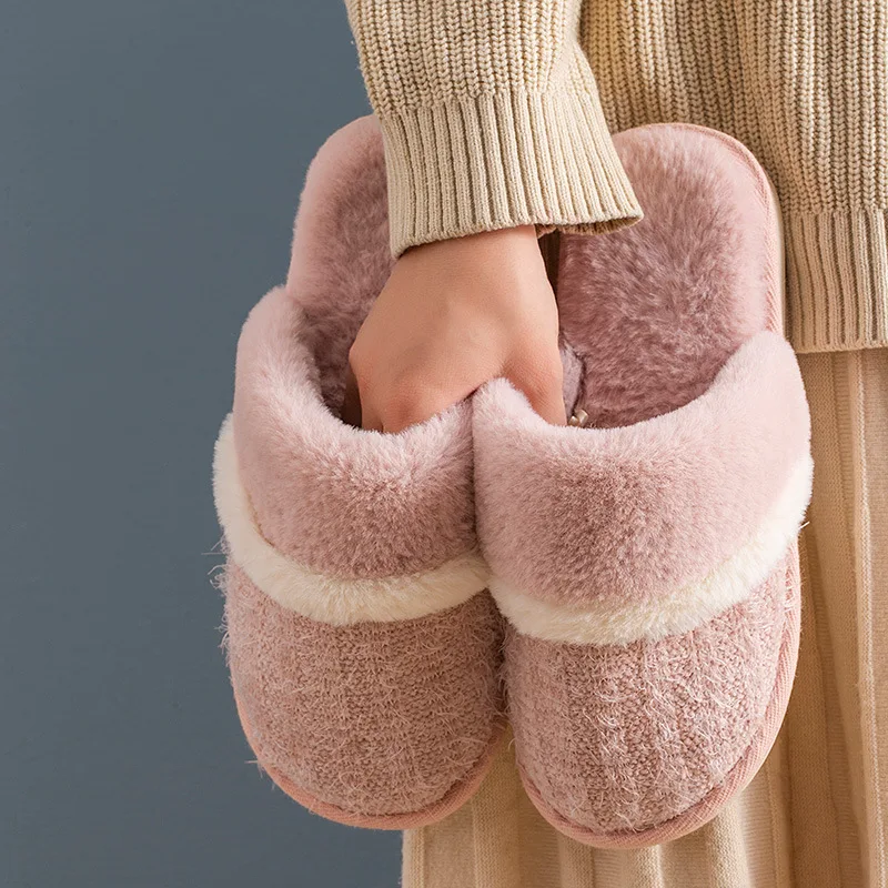 Новинка зимняя парная меховая обувь однотонные женские меховые тапочки для дома
