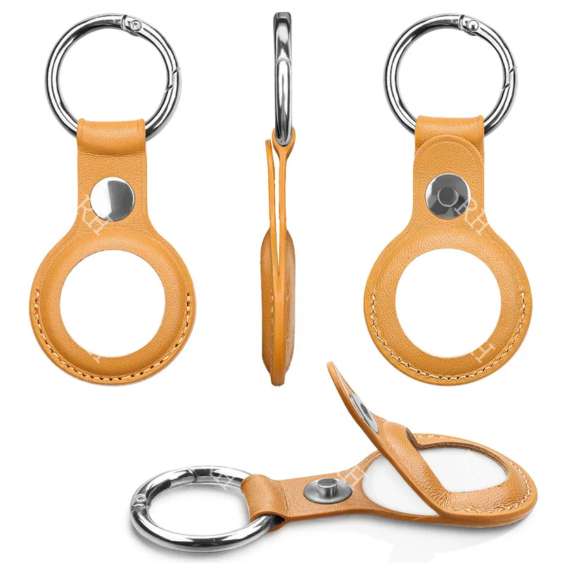 

For Apple Airtags 2021 Leather Cover Shockproof Sleeve Locator Tracker Anti-lost Pet Device Keychain Protective Case Accessories