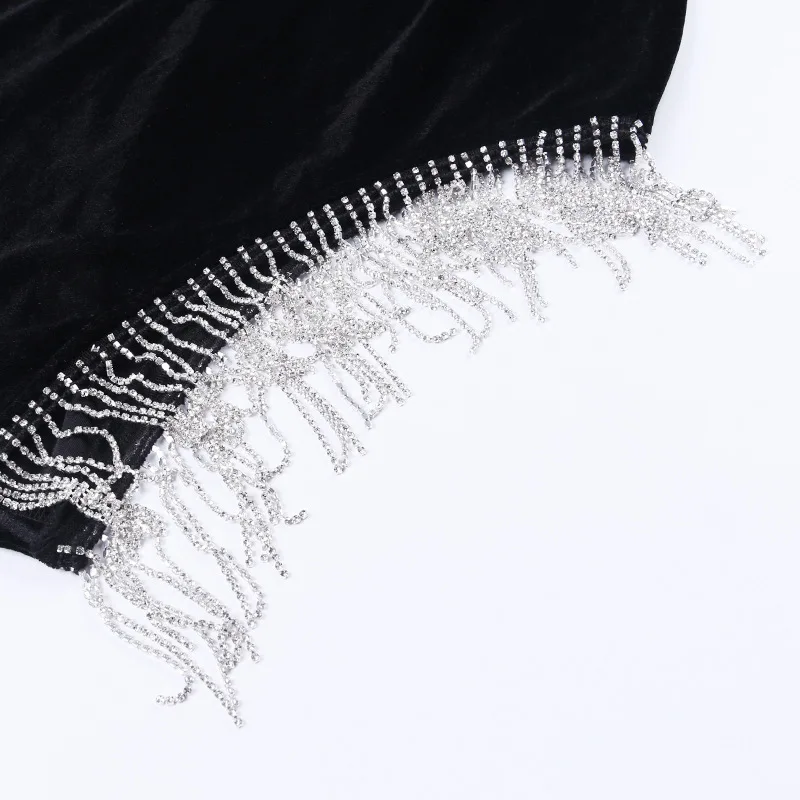 

Spring New Sexy One Shoulder Backless Dress Women Solid Tassel Halter Hip Bodycon Dress For Women Summer Asymmetrical Dress