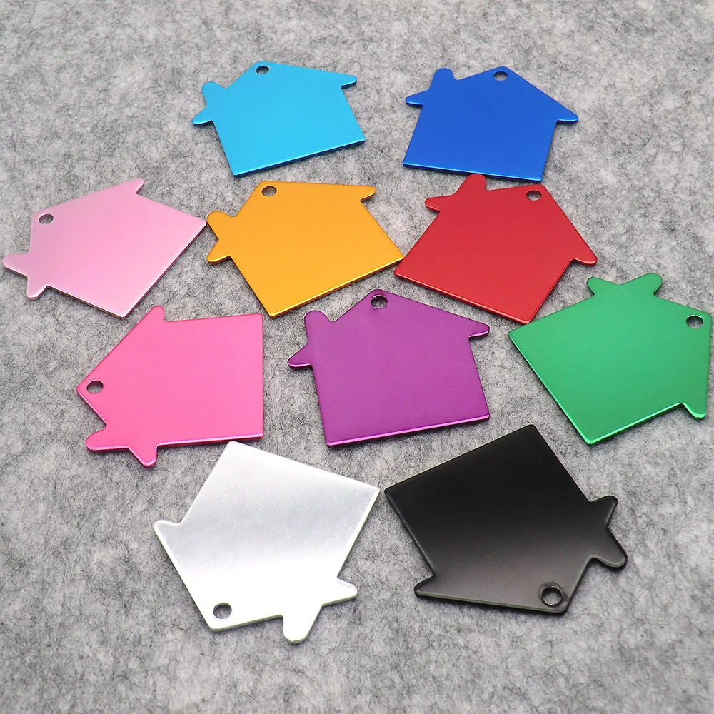 Wholesale 100Pcs Aluminum Plate House Personalized Pet Collar ID Tags For Dog Cat Name Collars Nameplate | Дом и сад