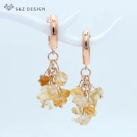 sz korean fashion handmade cluster irregular natural amethysts garnet dangle earrings for women fashion jewelry fine eardrop