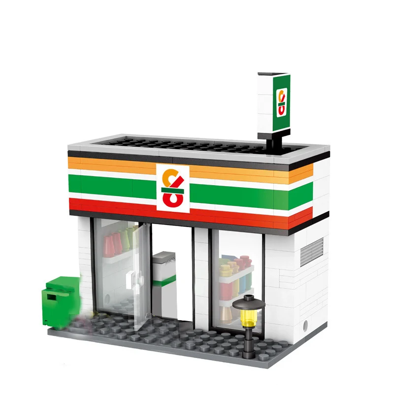 Розничный магазин совместимый с архитектурой миниатюрный город вид на улицу