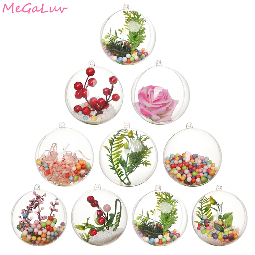 

2pcs 3-9cm Clear Plastic Balls Transparent Bauble Ornament Christmas Tree Hanging Pendant DIY Decorations Xma Party Gift Box