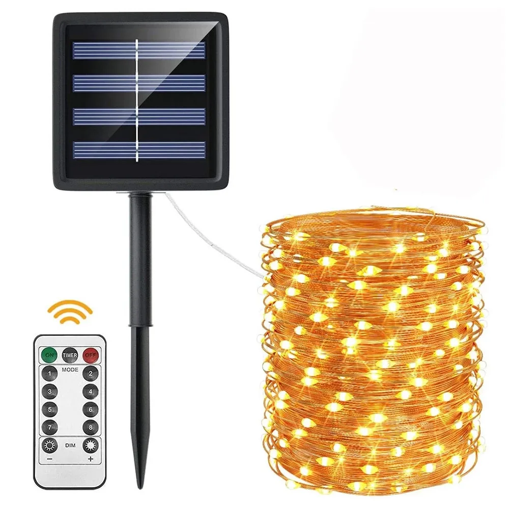 100Leds/200Leds LED Outdoor Solar Lamp String Lights Remote Control Fairy Holiday Christmas Party Garland  Garden Waterproof