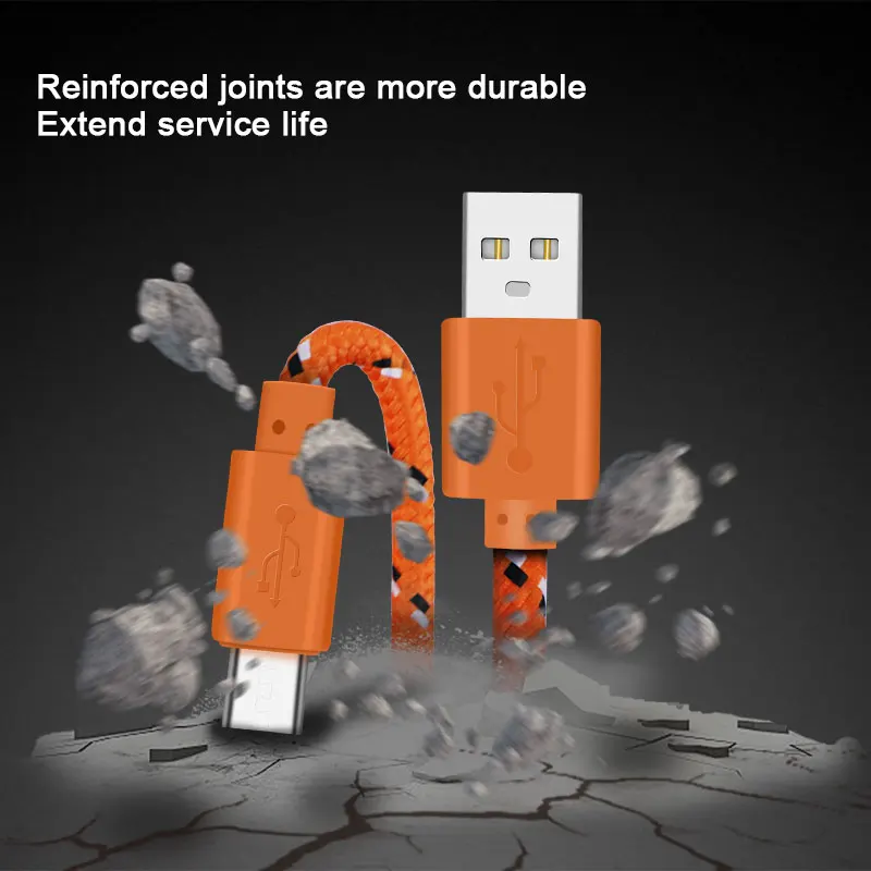 Кабель Micro USB 2.0 для быстрой зарядки телефонов Android нейлоновый 2A 0.5 3 м|Шлейфы