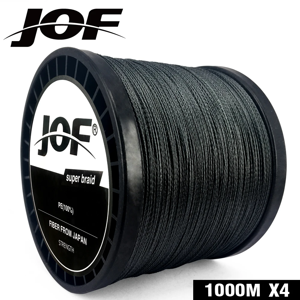 JOF PE плетеная леска черный многофиламентный рыболовный шнур 4 нити 100 м 150 300 500 1000