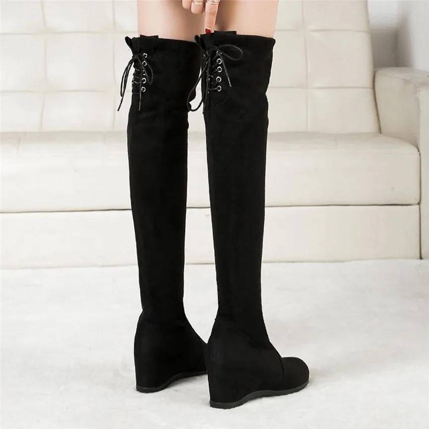 Women Boots Over Knee Fashion Increased Elastic Stretch Platform Shoes Boot Winter Botines Mujer Invierno G9 | Обувь