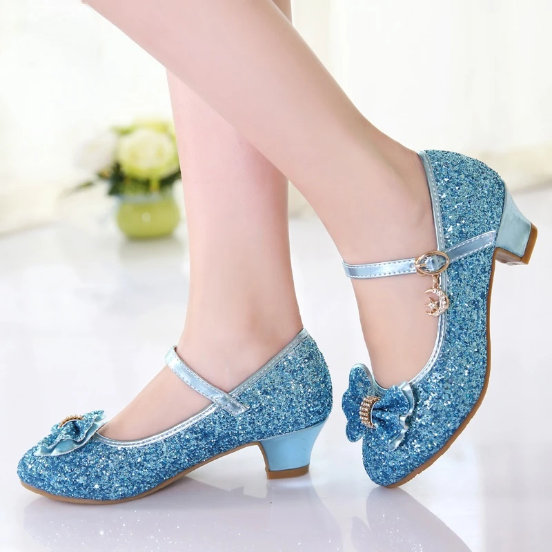 2022 Spring And Autumn New Crystal Drill Shoes, High Heels For Elementary School Students