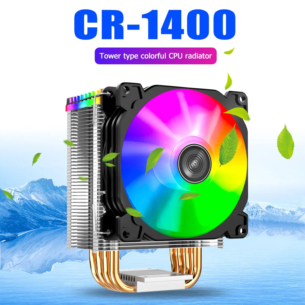 

PWM 4Pin 12V PC LED Fan Cooling RGB 4 Heatpipes CPU Cooler Computer Radiator for LGA775/1150/1151/1155/1156 AM4/AM3/AM2/FM2/FM1