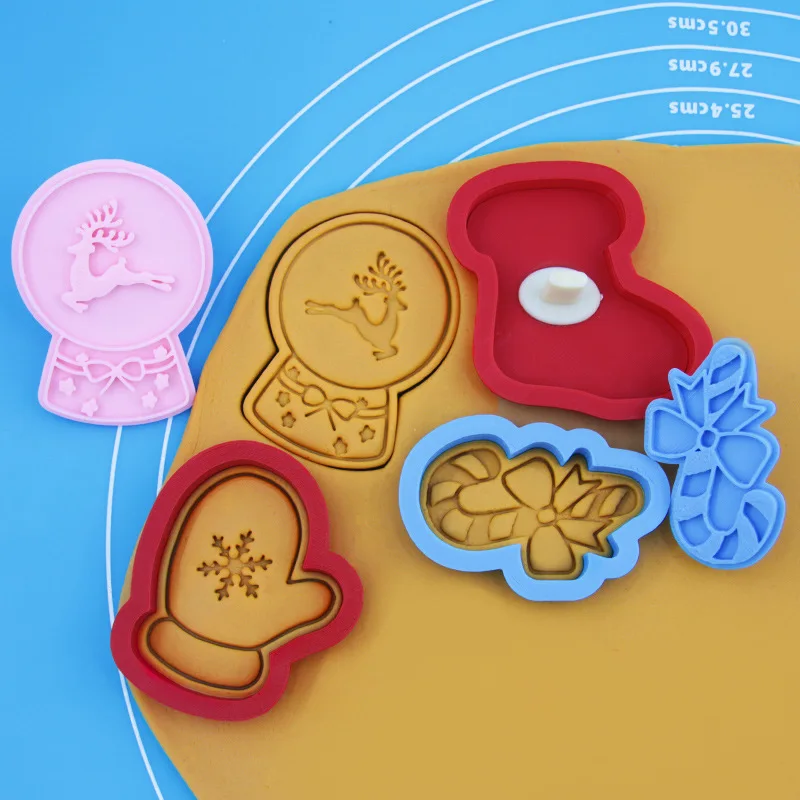 Рождественская мультяшная форма для печенья 3D из АБС-пластика выпечки