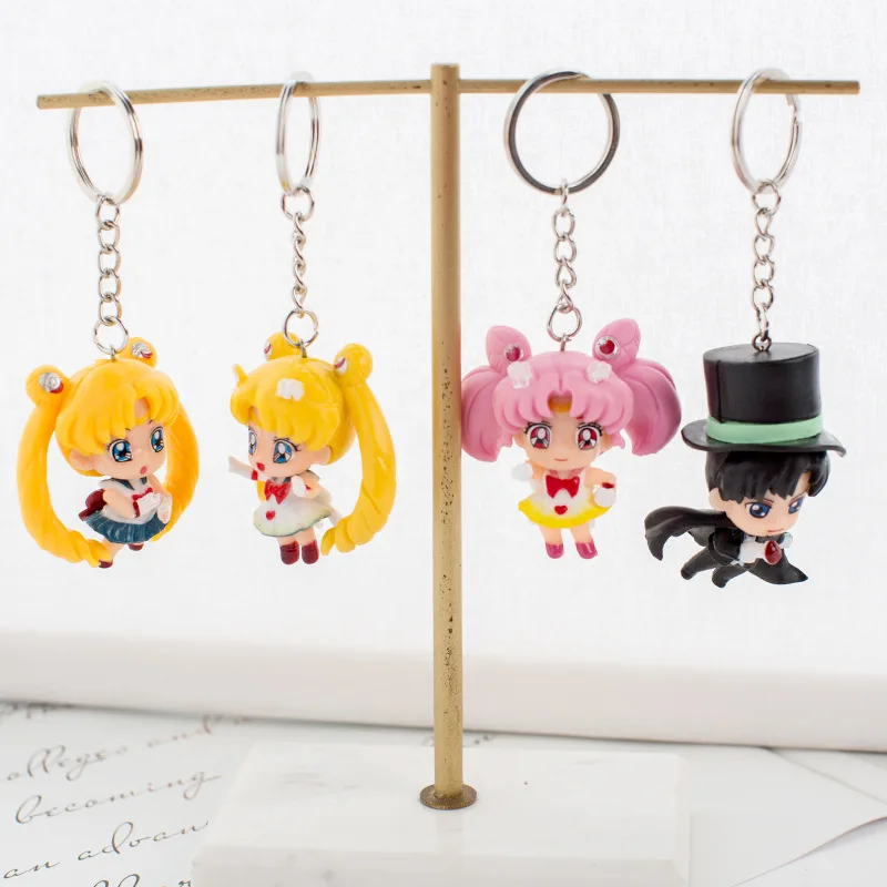 

Anime Sailor Moon Kawaii Figure Keychain Decorative Key Holder Chains for Bags Car Cute Cosplay Keychain Accessories Toys Gifts