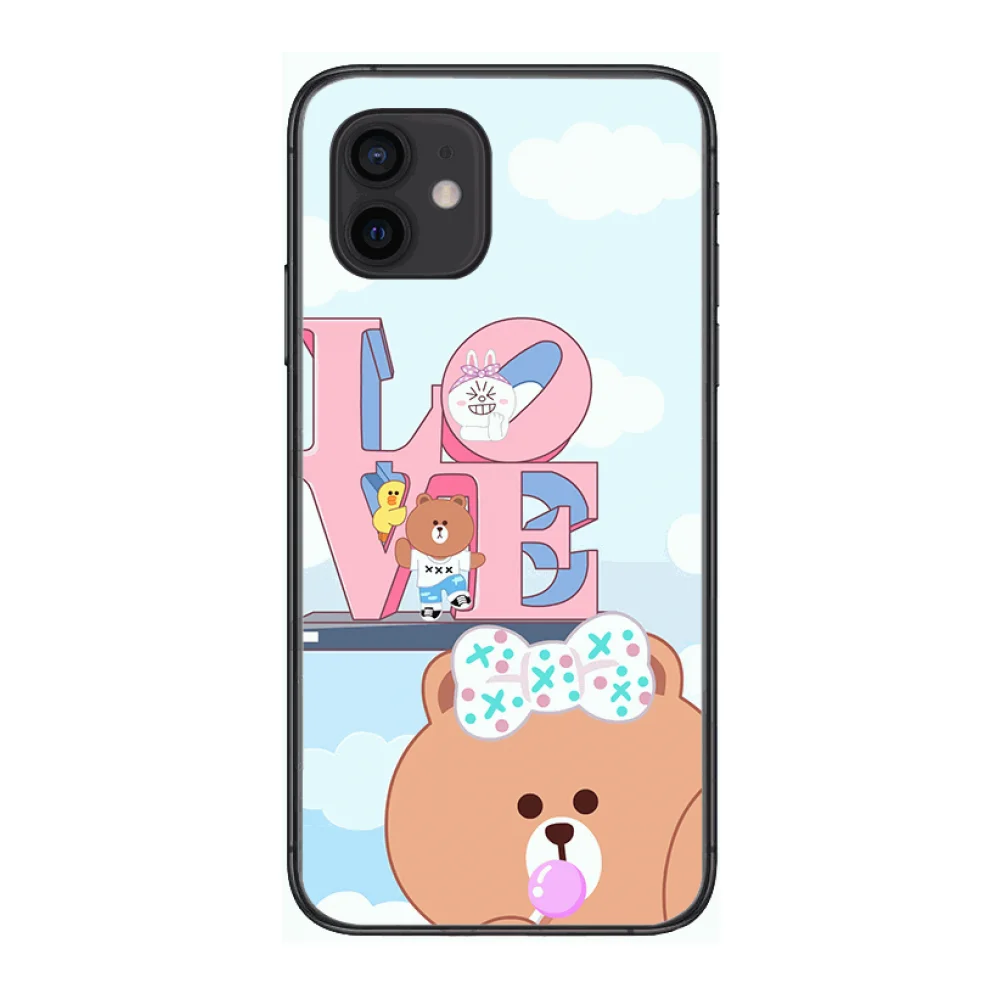 

Bear animation Style Phone Case cover For iphone 12 pro max 11 8 7 6 s XR PLUS X XS SE 2020 mini black cell shell