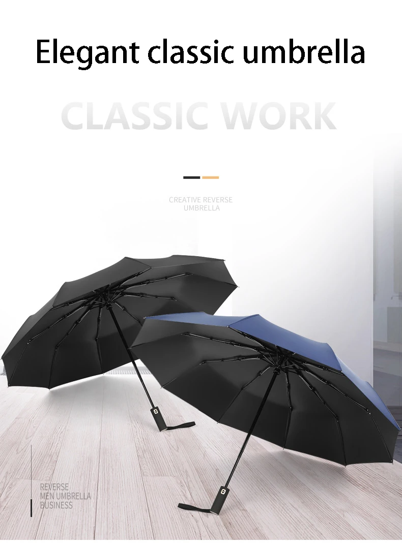Explosion models automatic umbrella three fold windproof umbrella men and women sun umbrella three fold black plastic umbrella