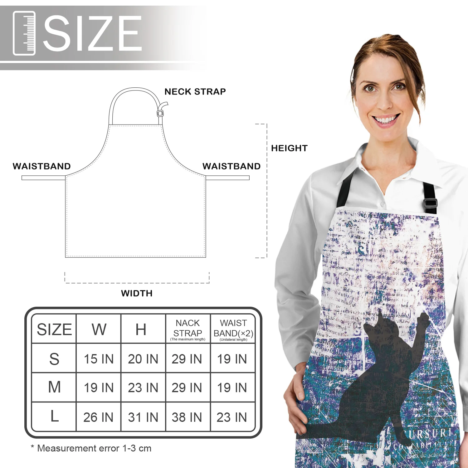 

Kitchen Apron Cat Catching Butterfly Abstract Adjustable Bib Canvas Aprons For Women Cooking Baking Restaurant Apron Pinafore