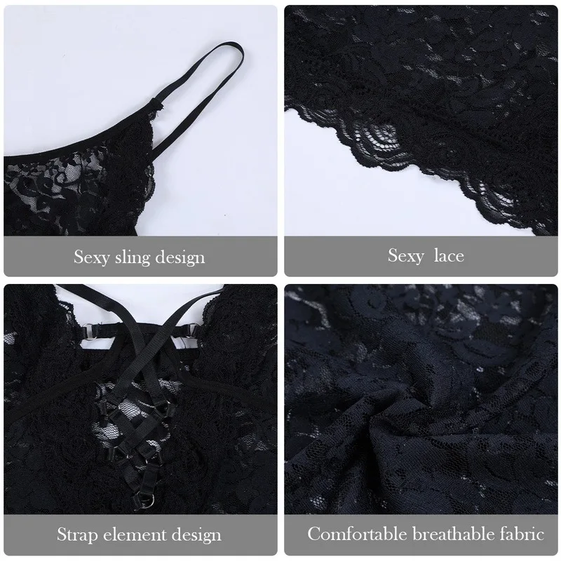 

WENYUJH Lingerie Femme Lace Nightgowns Sleeping Dress With Thongs Thin Sleepwear Homewear Sexy Intimates Underwear & Sleepwears