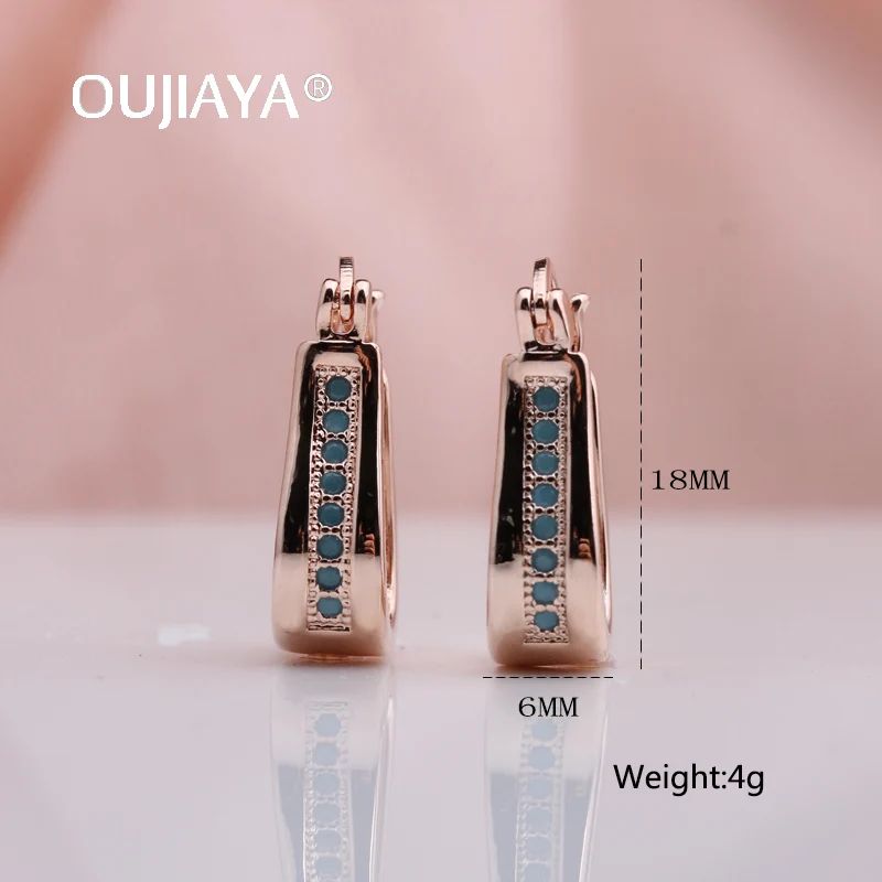 

OUJIAYA New Arrivals Water drop Gold drop earrings Round Women Luxury 585 Rose green Natural Zircon Dangle Earrings Party A241