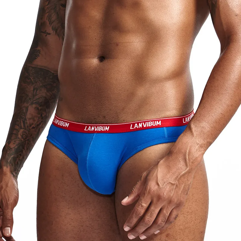 Мужские трусы с треугольным вырезом удобные Однотонные из мягкого хлопка нижнее