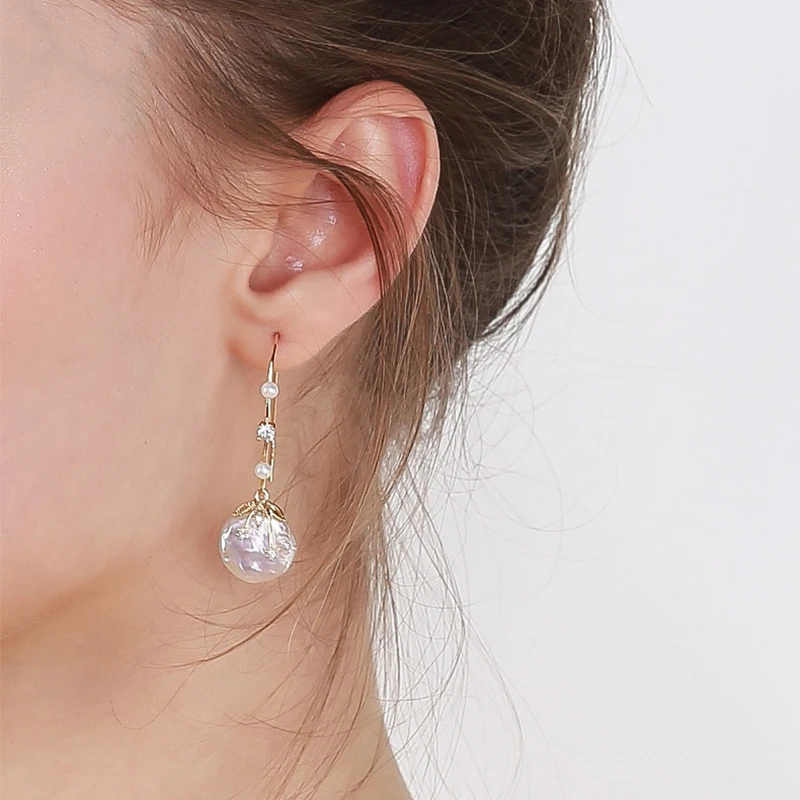 Женские серьги-подвески с натуральным жемчугом в богемном стиле модные