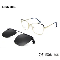 alloy magnetic sunglasses polarized clip on for women cat eye glasses frame female prescription myopia eyewear outdoor driving