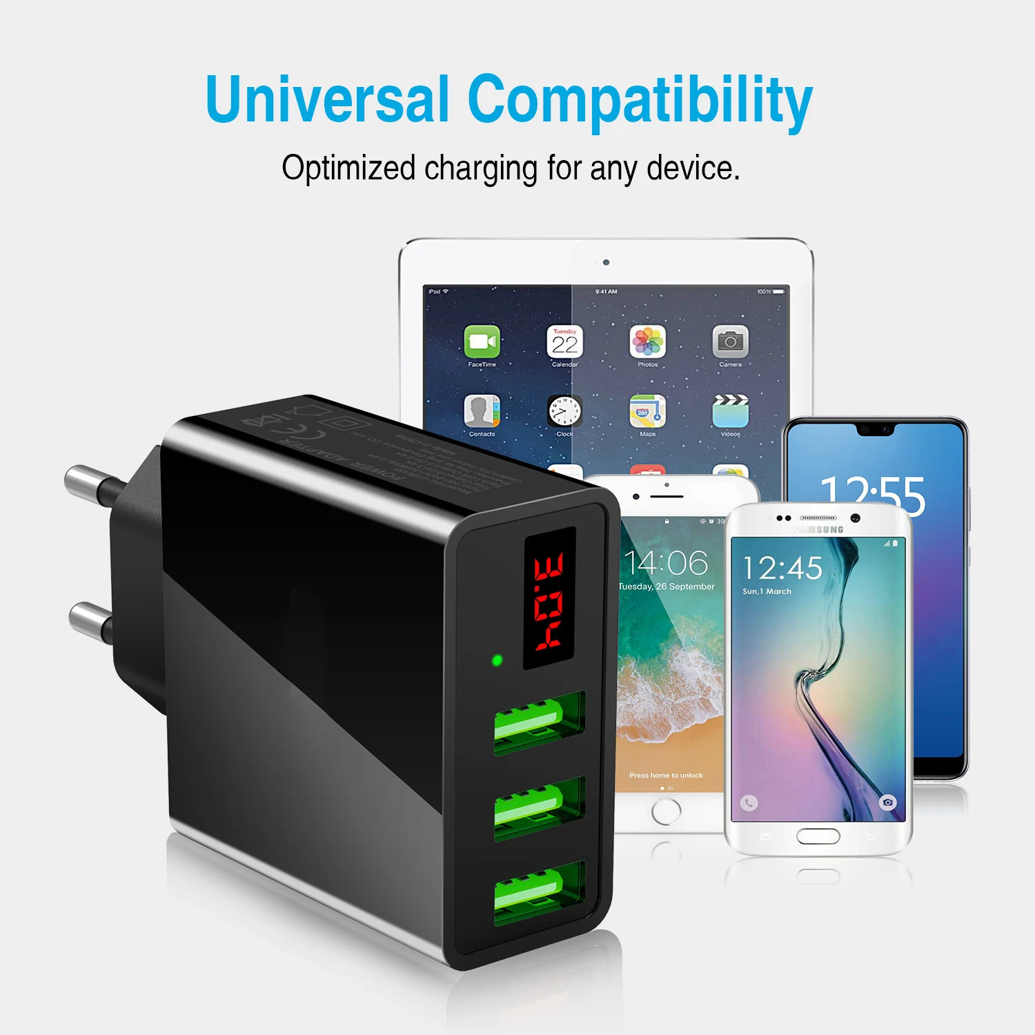 GTWIN 3.1A USB зарядное устройство с цифровым дисплеем ЕС США для телефона быстрая