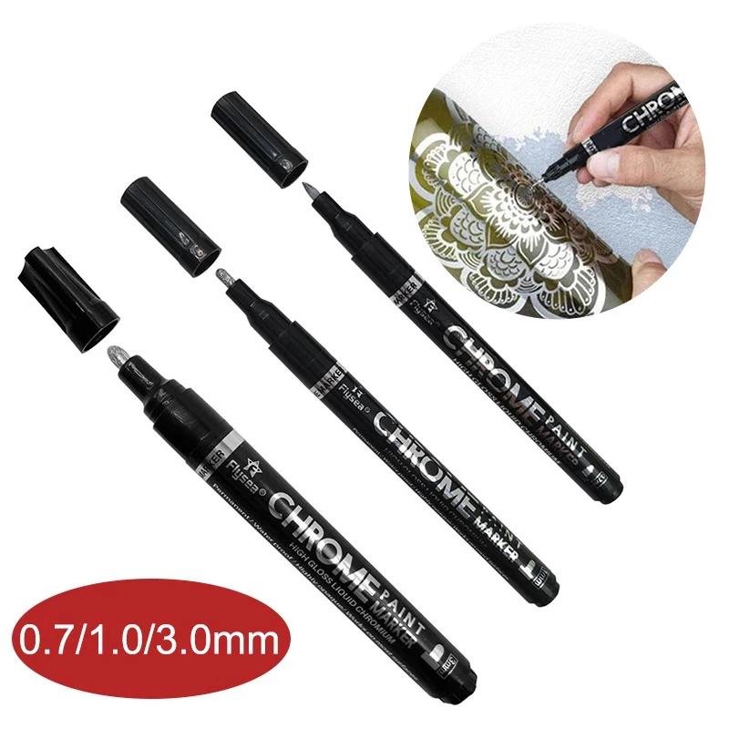 

2021 Liquid Chrome Marker DIY Reflective Paint Pen Silver Art Liquid Mirror Chrome Marker Fade-proof Paint Craftwork Pen