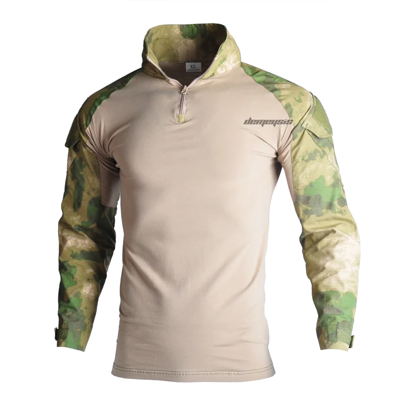 shirts atacs fg Тактические костюмы рубашка+ брюки с налокотниками Наколенники Мужская камуфляжная одежда для охотников Мультикам военная форма - Цвет: shirts atacs fg