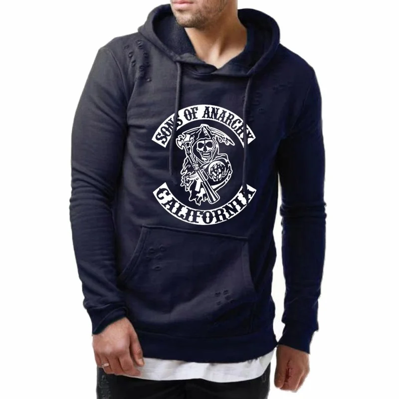 Толстовка мужская с принтом скелета Модный повседневный свитшот худи