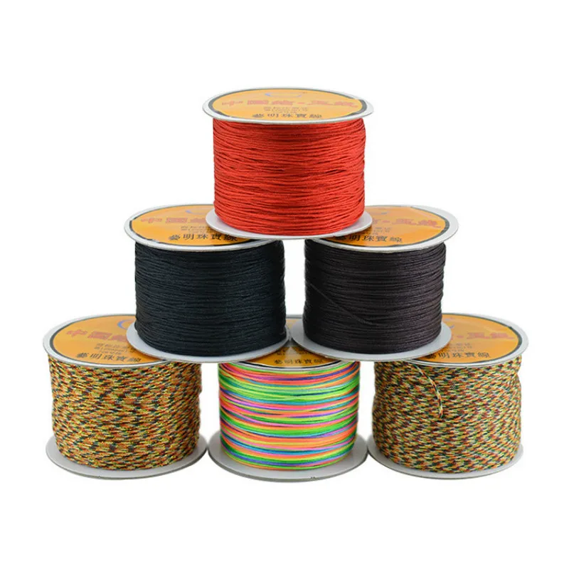 

100Yard 0.8mm Nylon Thread Cotton Cord String Strap for DIY Bracelet Necklaces Tassels Braided Jewelry Findings Making 28 Colors
